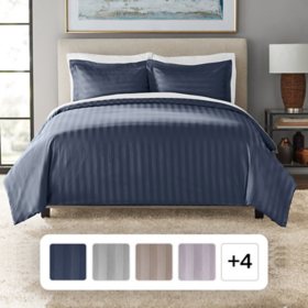 Member's Mark 700-Thread-Count Striped Egyptian Cotton Duvet Cover Set, Choose Size and Color
