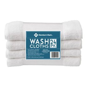 Member's Mark Commercial Hospitality Washcloths, White, 24 pk.	