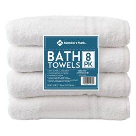 Member's Mark Commercial Hospitality Bath Towels, White, 8 pk.	