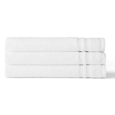 Marbella Hotel Towel Collection, 12 Single Pile, Vertical Bar Accent Dobby,  White, 288 pcs/pk