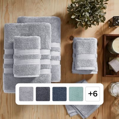 Hotel Premier Collection by Member's Mark 6-Piece Luxury Bath Towel Bundle, Silver:- Silver