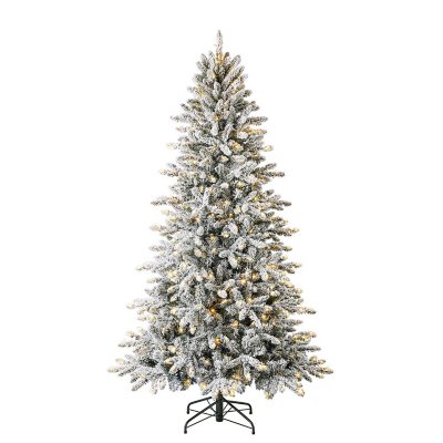 Member's Mark 7.5' Pre-Lit Color Changing Micro LED Flocked Aspen Pine ...