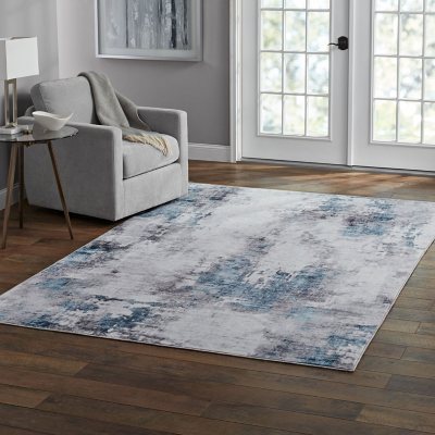 Member's Mark Everwash Washable Area Rug, Blue Grey 6ft 6in x 9ft 6in