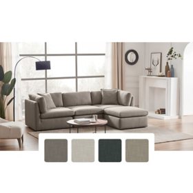 Member’s Mark Transitional Modular Fabric Sofa with Storage Ottoman, Assorted Colors