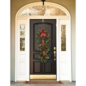 Member's Mark Pre-Lit Decorated Three-Wreath Door Hanger (Red)