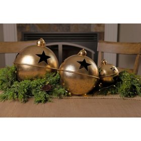 Member's Mark 3-Piece Holiday Jingle Bell Decor - Gold		