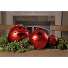 Member's Mark 3-Piece Holiday Jingle Bell Decor - Red		