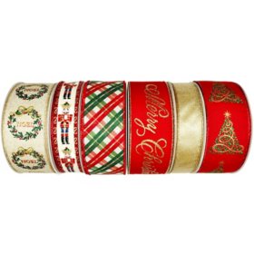 Member’s Mark 6-Pack Premium Wired Ribbon - Red/Gold