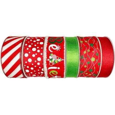 Member's Mark 6-Pack Premium Wired Ribbon (Red, Green, and 