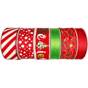 Member’s Mark 6-Pack Premium Wired Ribbon (Red, Green, and White)