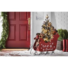 Member's Mark 46" Pre-Lit Decorative Sleigh with Topiary (Red)		