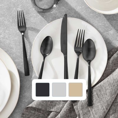 Member's Mark Stainless Steel 20 Piece Flatware Set (Black)
