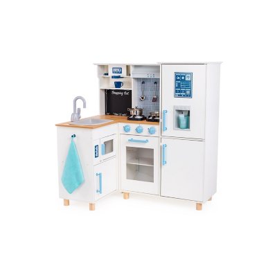Best Choice Products Pretend Play Kitchen Wooden Toy Set for Kids w/  Telephone, Utensils, Oven, Microwave - Blue