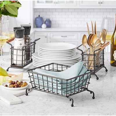 Kitchen Dish Storage Rack For Cupboard, Removable Basket With