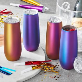 Member's Mark 14oz. Stainless Steel Insulated Flute Tumblers with Lids, 4 Pack (Assorted Colors)