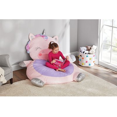 MINICAMP Large Floor Cushions for Kids - Ultra-Fluffy & Washable Children  Bean Bag Chair with Filler and Boucle Sherpa Cover - 40” Wide - Cute  Lounger