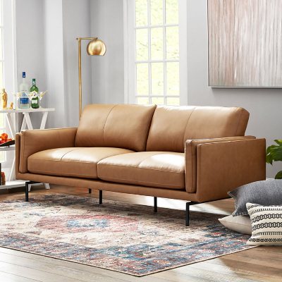 Abbyson Living Zamara Top Grain Leather Loveseat Brown