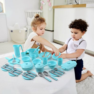 Member's Mark 41 Piece Modern Cookware Toy Play Set, Blue