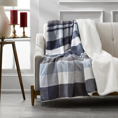 Member s Mark Plaid Faux Fur Throw 60