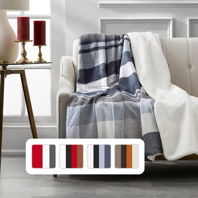 Member s Mark Plaid Faux Fur Throw 60