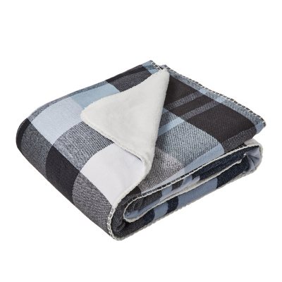 Member s Mark Plaid Faux Fur Throw 60 x70