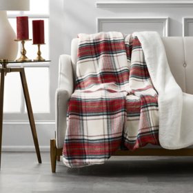 Member's Mark Plaid Faux Fur Throw, 60"x70" (Assorted Colors)