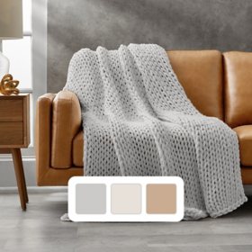 Member's Mark Oversized Super Chunky Knit Throw, 60" x 70", Choose Color