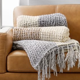 Member's Mark Acrylic Block Knit Throw, 60" x 70", Choose Color		