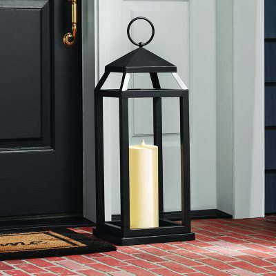 Elements Set of 2 LED Metal Lantern, 12 inch, Black