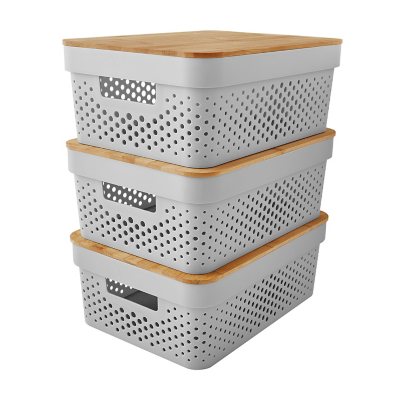 Member's Mark Multipurpose Storage Bins with Bamboo Lids, Set of 4,  Multi-Size