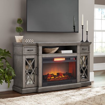 Member's Mark Lochlan 66-in Media Fireplace, Gray Finish