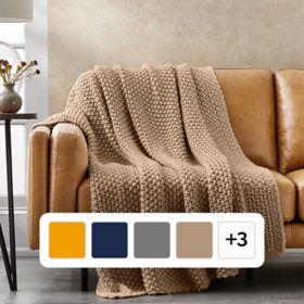 Member's Mark Oversized Chunky Knit Throw, 60" x 70", Choose Color