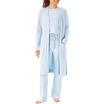 bebe Womens Pajamas 3 Piece Robe Tank Top and Lounge Pajama Shorts