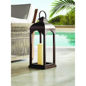 Member's Mark 28" Copper Iron Lantern with Plastic Pillar Candle
