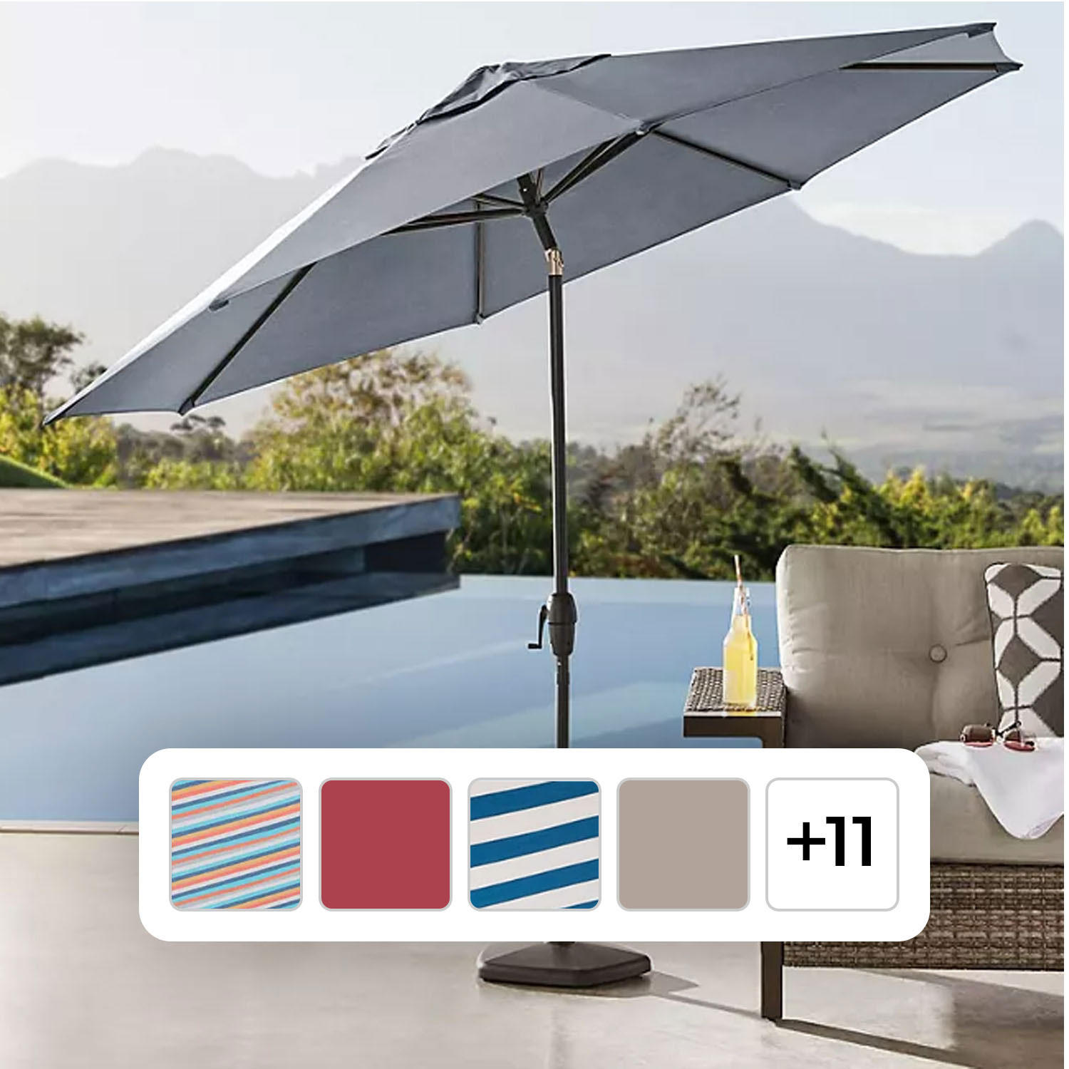 Member's Mark Aluminum Auto-Tilt 10' Market Umbrella Charcoal