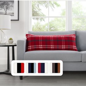 Member's Mark Plaid Faux Fur Decorative Pillow 14" x 36", Assorted Designs
