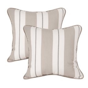 Member's Mark 2-Pack Accent Pillows with Sunbrella Fabric, Relate Linen/Cast Ash