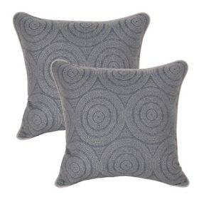 Member's Mark 2-Pack Accent Pillows with Sunbrella Fabric, Santara Denim/Canvas Granite