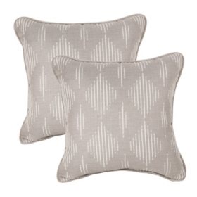 Member's Mark 2-Pack Accent Pillows with Sunbrella Fabric, Spinner Diamond/Cast Silver