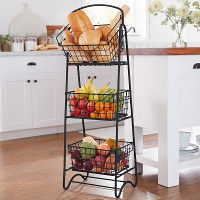 Metal Tiered Shelf With Baskets