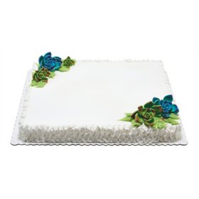 Succulents with Ruffles Half Sheet Cake