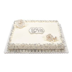Shimmering Elegance Half Sheet Cake, Silver