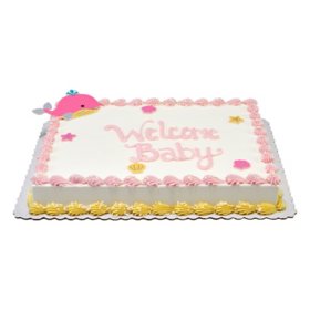 Pink Whales Half Sheet Cake