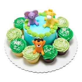 Safari Animals 5" Cake with 10 Cupcakes