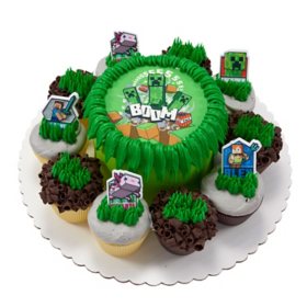Minecraft 5" Cake with 10 Cupcakes