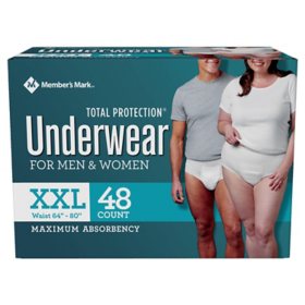 Member's Mark Total Protection Incontinence Underwear for Men and Women, Size - XXL, 48 ct.