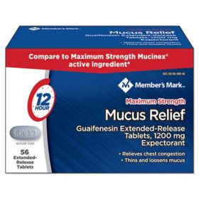 Member's Mark Maximum Strength Mucus Relief Extended Release Tablets (56 ct.)