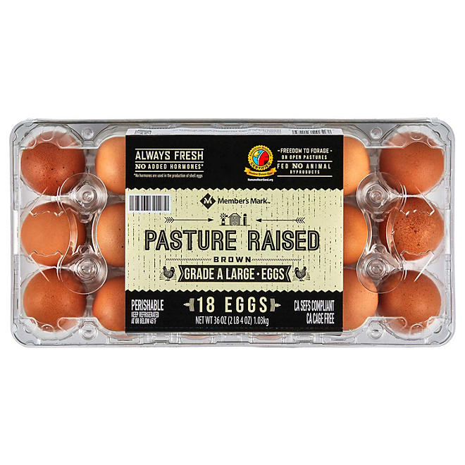 Member's Mark Pasture Raised Brown Grade A Eggs 18 ct.