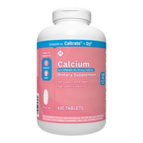 Member's Mark Calcium 600 mg. with Vitamin D3 Tablets Dietary Supplement, 600ct.
