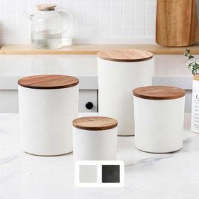 Member's Mark 4-piece Canister With Acacia Wood Lid Set, Choose Color